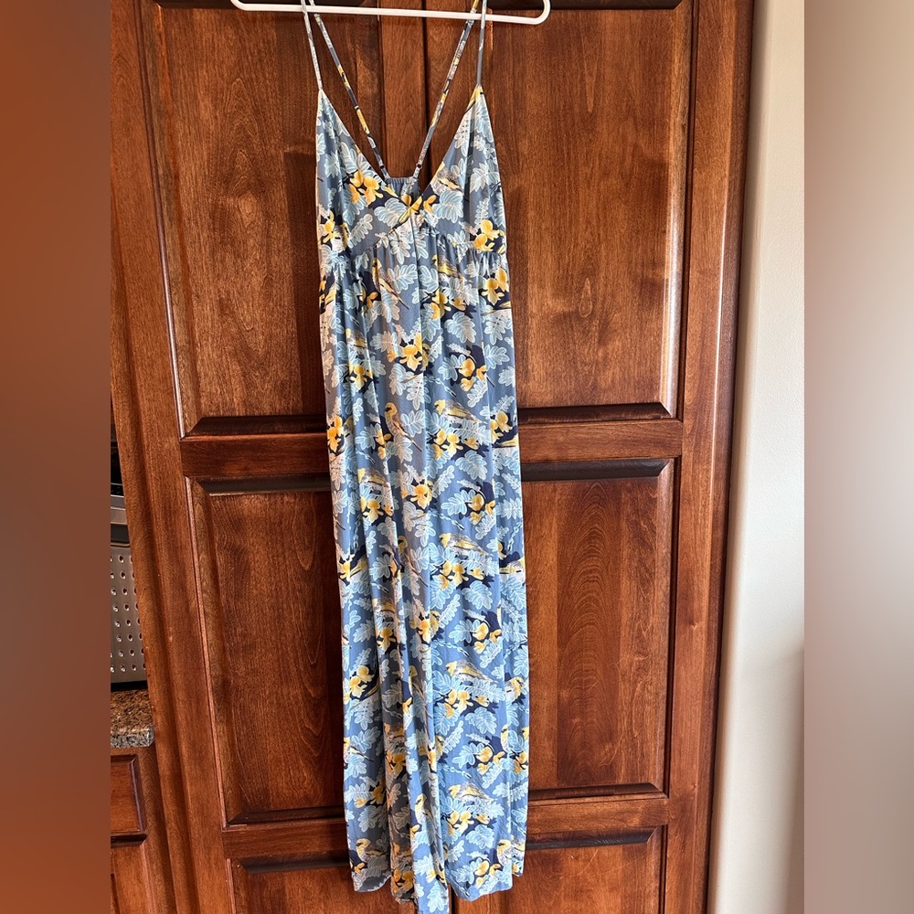 Floral Maxi Dress in Blue and Yellow